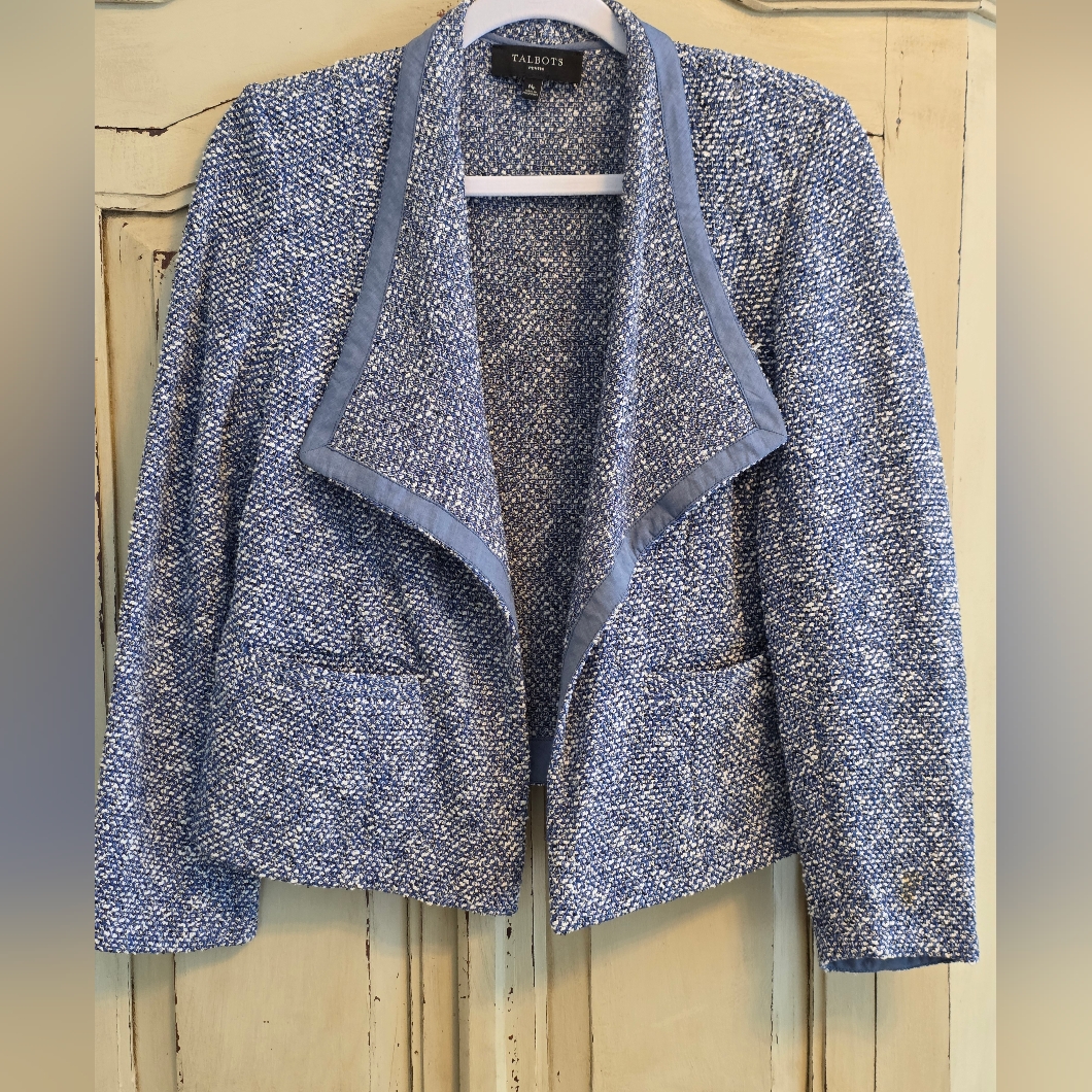 Talbots Blue And White Tweed Blazer